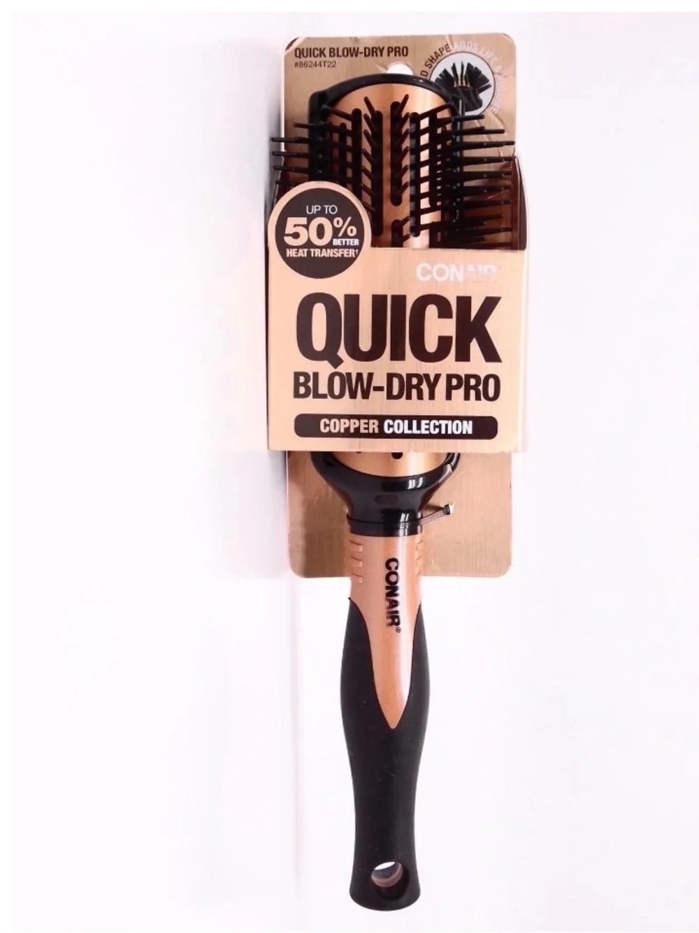 Conair Quick Blow-Dry Pro Copper Round Brush - Copper/Black